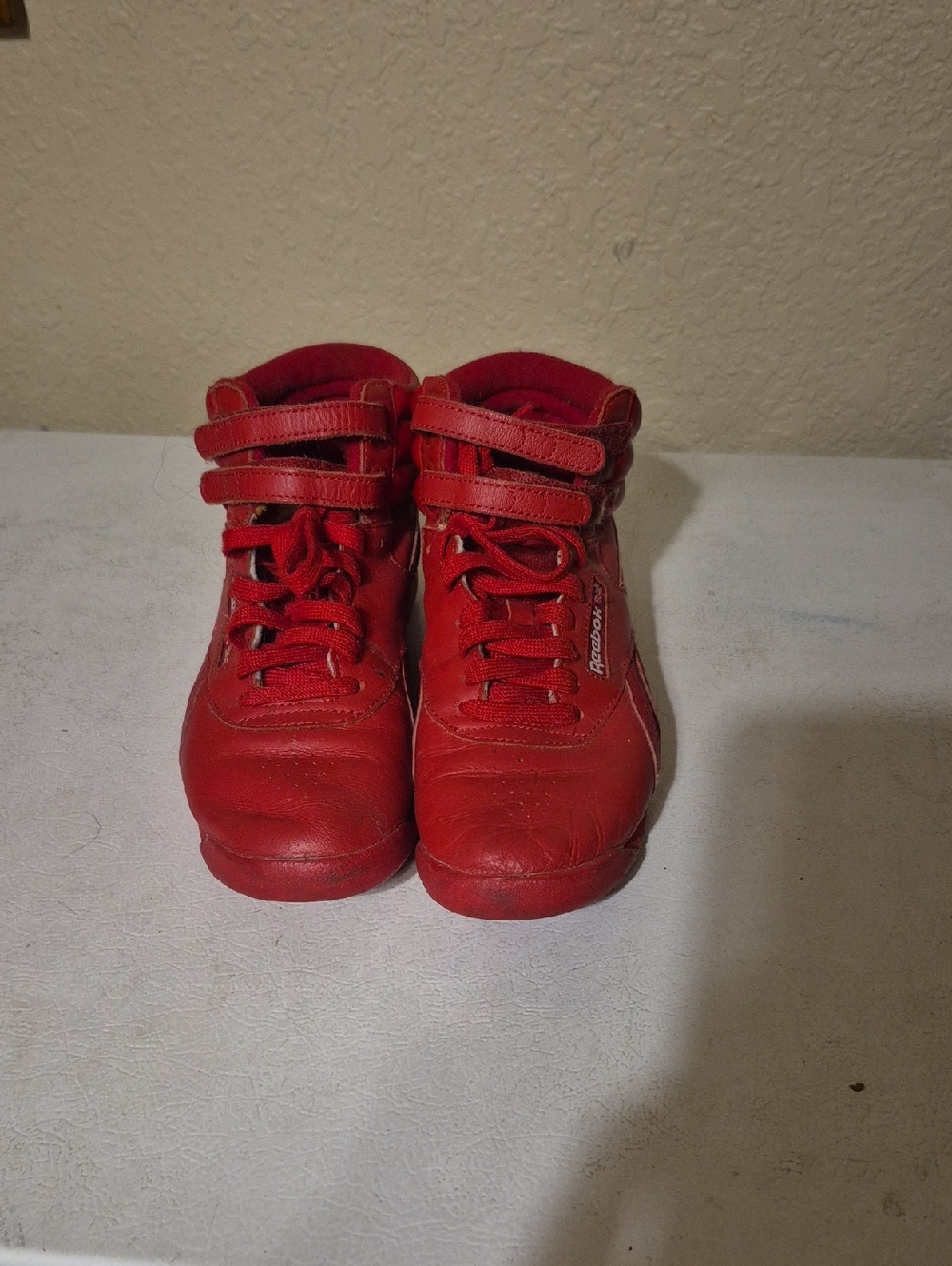 Reebok Womens Red Freestyle High-Top  with Dual Straps